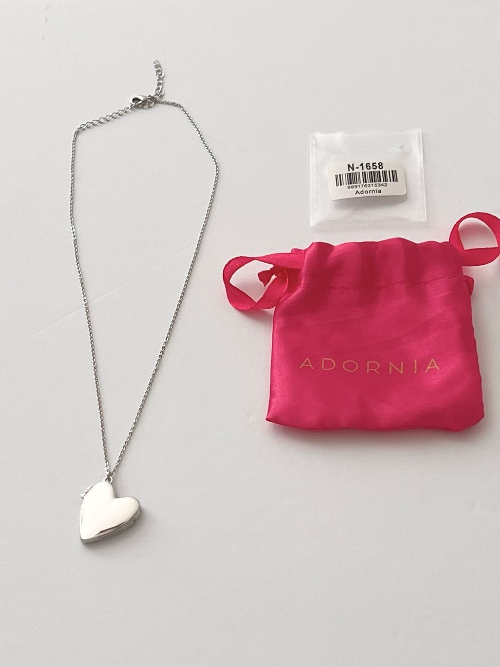 Adornia Silver Plated Heart Locket Necklace